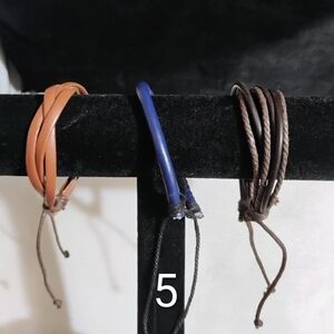 Set of Leather and Cord Bracelets